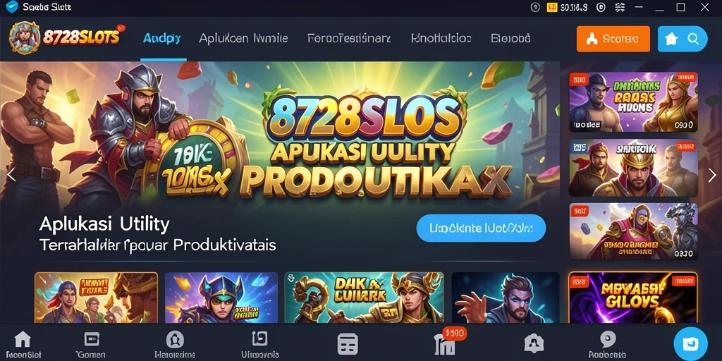 Tampilan antarmuka utama 8728SLOTS dengan fitur produktivitas.