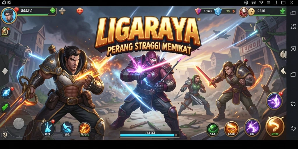 Screenshot gameplay menunjukkan pertempuran strategis yang intens.