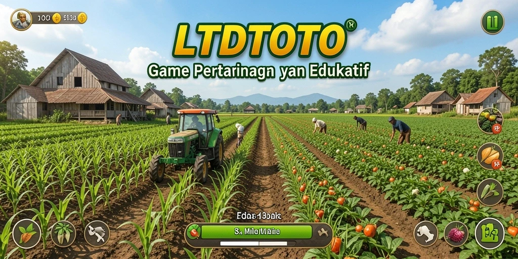 Tampilan gameplay LTDTOTO dengan tanaman subur dan hewan ternak.
