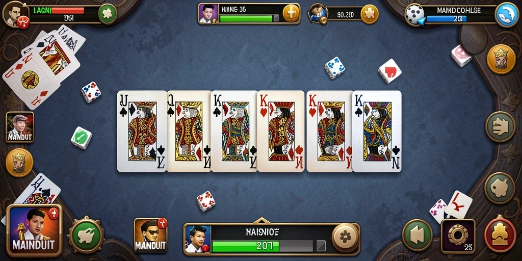 Tampilan gameplay seru dalam MAINDUIT yang menampilkan permainan Domino.
