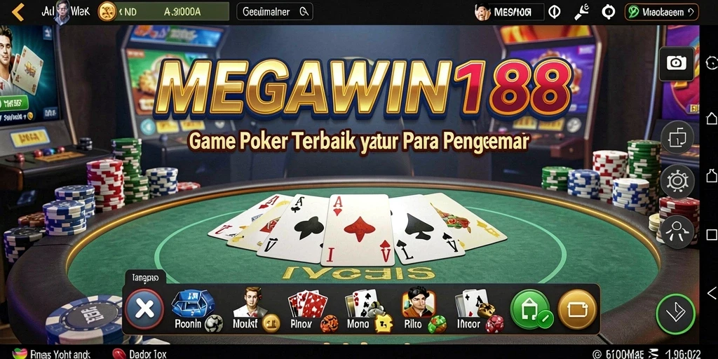 Tampilan gameplay seru dalam aplikasi poker MEGAWIN188.