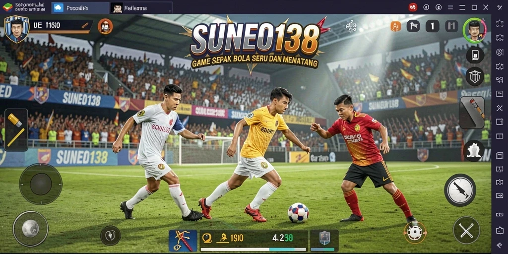 Tampilan gameplay SUNEO138 dengan aksi sepak bola yang seru.