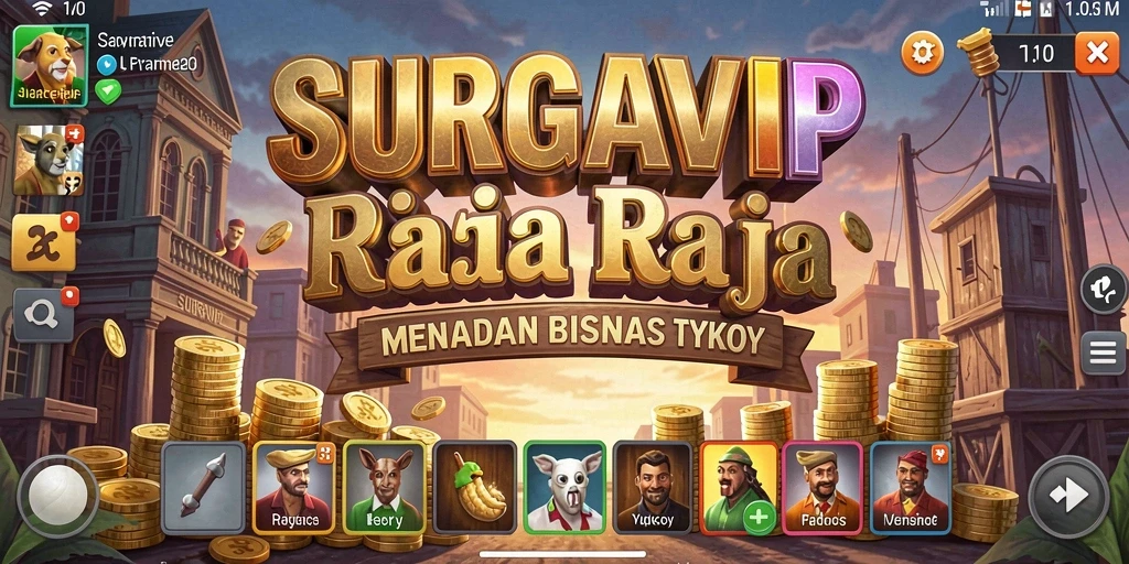 Tangkapan layar gameplay <strong>SURGAVIP</strong> menunjukkan aksi manajemen bisnis yang menegangkan.